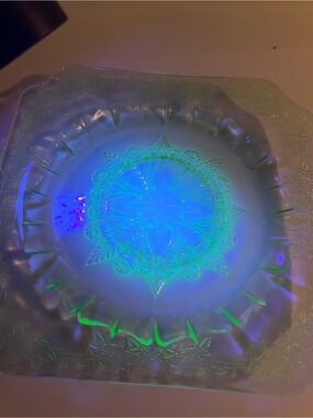 Vintage Jeanette Green Glass Adam Saucer 6” Plate Depression Uranium Green